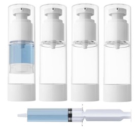 1oz/30ml Travel Bottle, TSA Approved Travel Containers,Travel Toiletry Bottles, Mini Makeup Bottle,Reusable Transparent Sealed Skin Care Products Travel Airless Pump Bottle【1oz/30ml-(Pack of 4)】