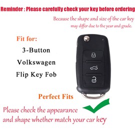 HIBEYO Car Key Cover Compatible with Volkswagen VW Jetta R Golf Beetle Passat GTI Tiguan MK6 MK5 Rabbit MK1 Touran Key Protective Case Flip Keyless Entry Smart Remote Coverage Protection-Gray