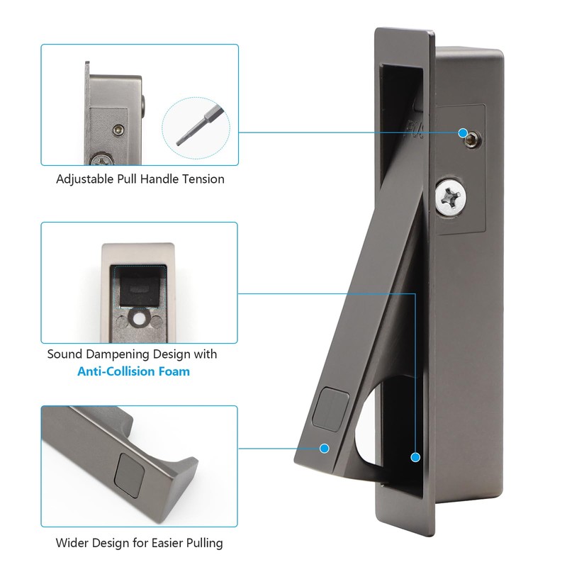 Dontay 2 Pack Pocket Door Handles,Press Finger Edge Pull, Push