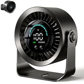 Mini Table Fan, Very Quiet, 4000 mAh (14 Hours Runtime) and Continuous Speed Control (Max 100) LED Display, 360° Oscillation, Wall Mounting, Ideal for Bedroom/Office/Library/Kitchen
