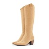 Women Cowboy Knee High Boots Suede Chunky Block Heel Square