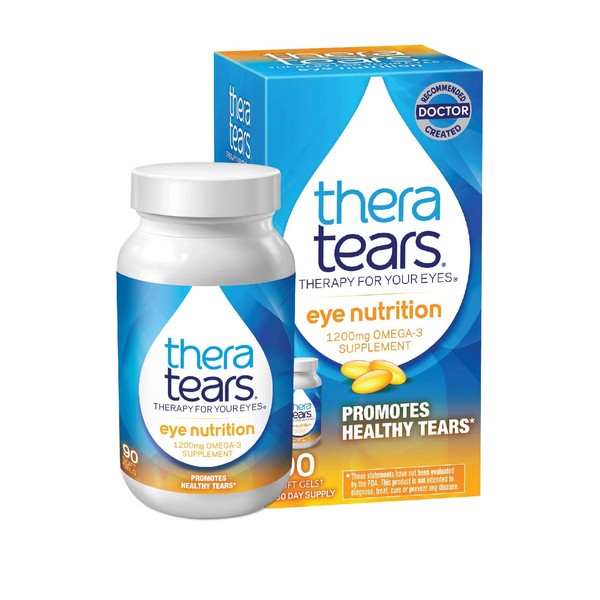 TheraTears 1200mg Omega 3 Supplement for Eye Nutrition, Organic Flaxseed Triglyceride Fish Oil and Vitamin E, 90 Count