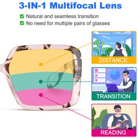 VISOONE Oversized Progressive Multifocal Anti-Fog Reading Glasses with Blue Light Blocking Fashion Readers Women Harvard