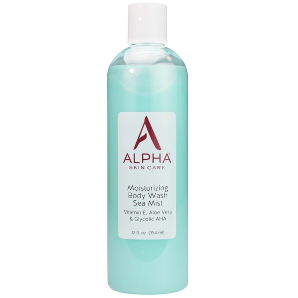 Alpha Skin Care Moisturizing Body Wash | Anti-Aging Formula | Glycolic Alpha Hydroxy Acid (AHA) | Vitamin E & Aloe Vera | Conditions & Soothes | For All Skin Types | 12 Fl Oz
