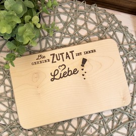GRUSS & CO 48071 Wooden Board with "Zutat" Motif | Maple Wood Chopping Board with Burnt Text 24 cm x 15 cm x 1 cm | Bread Time, Breakfast, Cooking, Gift