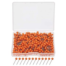 Tupalizy 1/8 Inch Small Round Ball Head Decorative Push Pins Map Thumb Tacks for Travel Map Art Picture Photo Canvas Bulletin Cork Board Wall DIY Craft Home School Office Use, 500PCS (Orange)