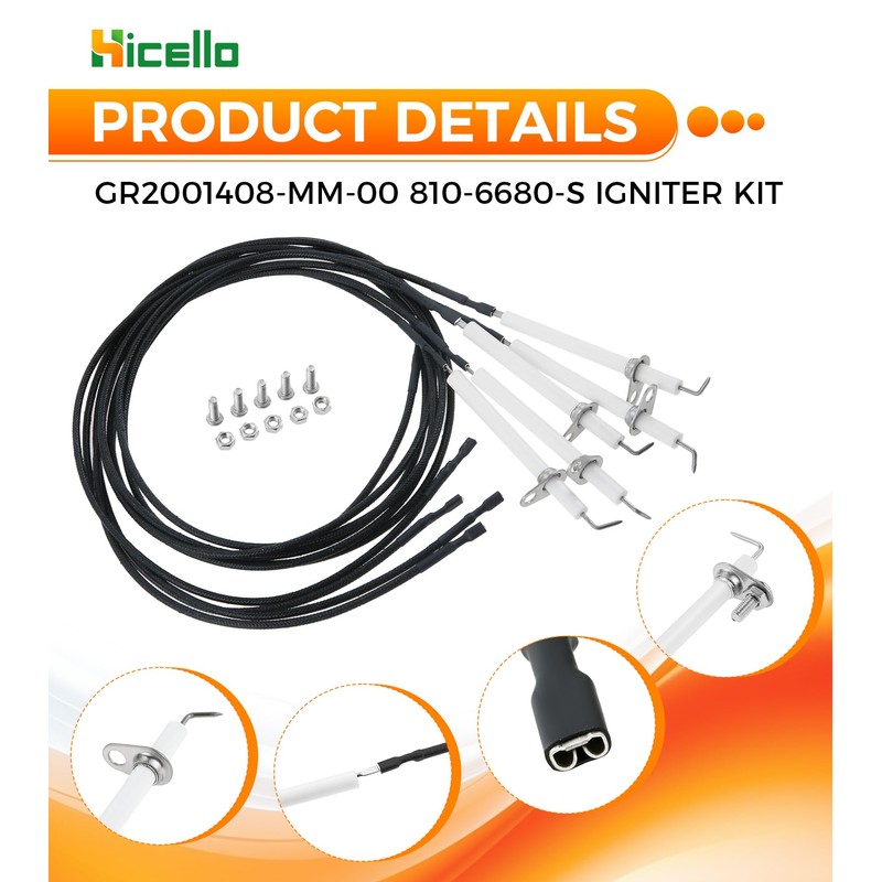 Hicello Grill Igniter Kit for GR2001408-MM-00 810-6680-S IG31B