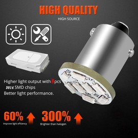 HAISECA 10pcs DC6-24V BA9S LED Bulbs Amber,8SMD 3014 Chips BA9 1895 1891 53 57 47 756 1847 Light for Wedge Pinball Machine/Car/Truck.