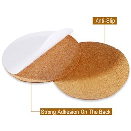 30 Pack Self-Adhesive Cork Round 4” Cork Tiles Cok Bcking Sheets Cork Coasters Round for DIY Crafts
