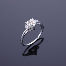 secrezone White Gold Plated 925 Sterling Silver Heart Moissanite Engagement Ring for Women Girlfriend, Heart Engagement Wedding Ring, Gemstone, Moissanite