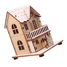 TOYANDONA Christmas LED Wooden House Luminous Tabletop Wood Cabin Mini Villa House Villages Landscape Holiday Xmas Ornament