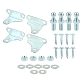 A ABSOPRO Car Gas Spring Mounting Bracket 10mm Ball Stud Bracket with 8 Screws Silver Tone Set of 4
