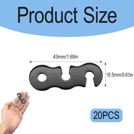 20 Pack Aluminum Alloy Three-Eye Tent Guyline Tensioners, Wear-Resistant Guyline Cord Adjuster, Anti-Chip Coating Rope Buckle for Camping, Hiking & Backpacking (43 * 15.5mm; Black)