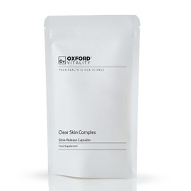 Clear Skin Complex - Vegan Skin Supplement with Vitamins A, C, D3, E, Zinc, Selenium, Turmeric & Live Cultures I Oxford Vitality I Manufactured in the UK (365)