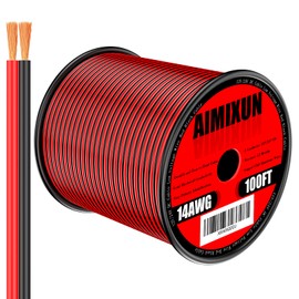 AIMIXUN 14 Gauge Electrical Wire 100FT, 14 AWG Wire 2 Pin Flexible Wire Red and Black Cable 12V Aluminum Copper Wire PVC 2 Conductors Red Black Parallel Wire Line DC Cable Low Voltage Wire 12V/24V