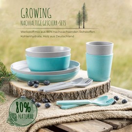 Reer Growing Mugs Set of 2 Sustainable Children's Tableware, Sustainable Raw Materials, Melamine-Free, Blue/Grey