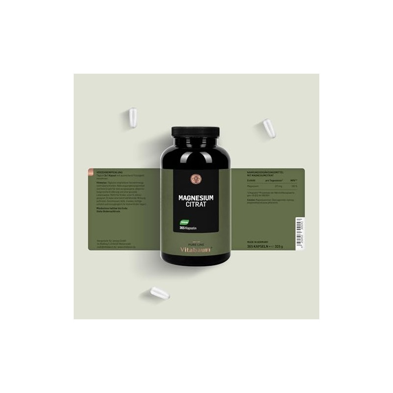 Vitabaum Magnesium Citrate - 375 mg Magnesium per Serving -