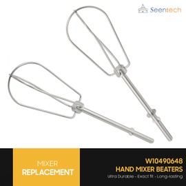 Seentech W10490648 Hand Mixer Beaters Replacement – Chrome-Plated Steel Attachments Compatible with Select Kitchen Hand Mixers, Durable and Easy to Clean (2 Pack)