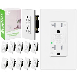 12PK 20 amp GFCI Outlet Self-Test Receptacle Weather Resistant, UL Listed, LED Indicator, Ground Fault Circuit Interrupter, Home Bathroom Outdoor Outlet, gfi Electrical Outlet w/Wall Plates & Screws