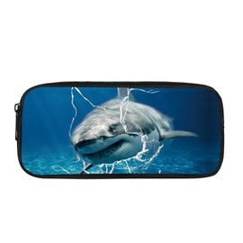 Showudesigns Shark Pencil Case for Student Teens Adults Pencil Bag Case Kids Pencil Box Storage Bags Girls Pen Pouch Big Capacity Cool Animal Blue Ocean