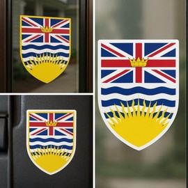 2 PACK: Large Canada Provinces Coat of Arms Flag Sticker Canadian Emblem Decal, for Car Truck Home Office Laptop Bumper Window Banner Decor Province Logo (British Columbia BC) - 4 x 5 inches