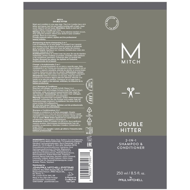 MITCH by Paul Mitchell Double Hitter 2-in-1 Shampoo & Conditioner