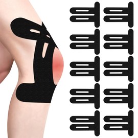 Pack of 10 Blue PreCut Kinesiotapes Knee, Kinesiology Tape, Without Shere, Waterproof & Elastic Physio Tape for Knee Pain (Black)
