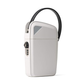 SAFEGO Caja de seguridad portátil para interiores y exteriores con llave y acceso combinado (compacto, blanco)