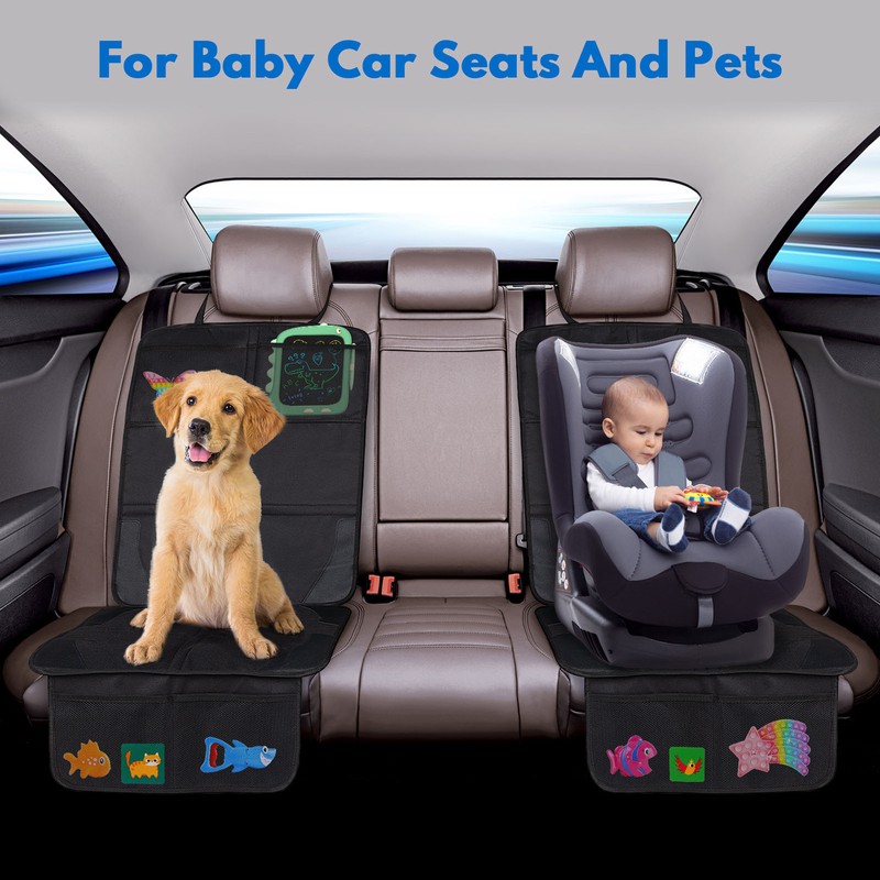 Baby Car Seat Protector with Mesh Storage Pocket Wear Resistant
