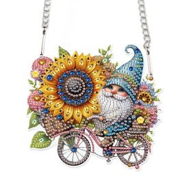 AiYuanzsh - Juego de gnomo de arte de diamantes 5D con colgante de girasol, adorno colgante de ventana para adultos, decoración del hogar o de pared