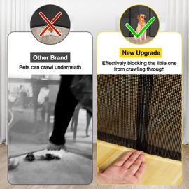 Reinforced 42” Extra Tall x 80” Wide Retractable Baby Gates with Rods to Prevent Crawling Through, Extra Tall Pet Gate for Large Openings Indoor Long Mesh Dog Gate for Stairs and Doorways, Black