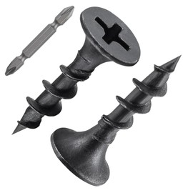 ORTAVA Pack of 200 Drywall Screws 3.9 x 20 mm, Drywall Screws Coarse Thread and Phillips Phosphated with Screwdriver Bit, Plasterboard Screw, Wood Screws (Black)