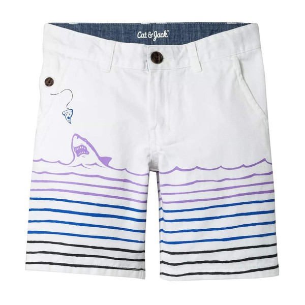 Cat & Jack Boys' Flat Front Shark Print Chino Shorts