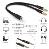 Cater2you Headset Splitter 3.5mm Jack Dual Male Adapter Mic and