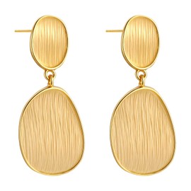 Gold Dangle Earrings for Women Trendy Brushed Chandelier Earring 14k Gold Plated Matte Geometric Drop Earrings Fashion Statement Jewelry (gold)