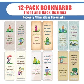 Creanoso Recovery Affirmations Bookmarks (2 Sets x 6 Cards) – Daily Inspirational Card Set – Interesting Book Page Clippers – Great Rewards for Adults and Professionals