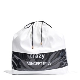 Vercord Travel Shoe Bag Dustproof Handbag Storage Bag Suede Fabric with PVC Clear Window Drawstring White(22 x 19.6)