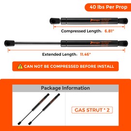 SX115P40 11 inch 40Lb/198 N Gas Struts, 2PCS 11" Gas Shocks Lift Support for Roof Top Pocket Box,Cub Cadet Tractor Cabinet Door Truck Camper Shell Tool Box lid