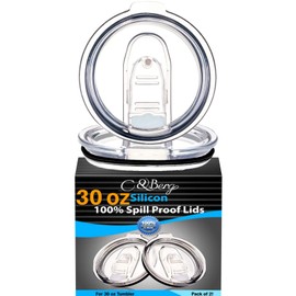 2 Yeti Lids 30 oz Spill Proof - No Leak Splash Proof Replacement Silicon Slider Locking Closure, 2 Lid For Tumbler, Fit Ozark, Open/Close 3.5 Inch Diameter by C&Berg Model 2020