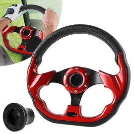 VOONKE Golf Cart Accessories Steering Wheel D-bottom with Golf Adapter for CLUB CAR PRECEDENT Golf Carts Adapter Skid-(RED)