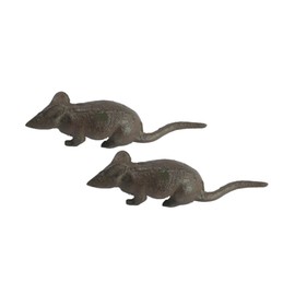 Set of 2 Cast Iron Running Mouse Ornament Decorative Desktop Statues Sculptures Figurines Home Garden