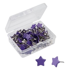 Dnyta 100pcs Purple Star Pushpins 0.45"x0.6" Decorative Thumb Tacks DIY Handmade Creative Pushpins Cute for Cork Board