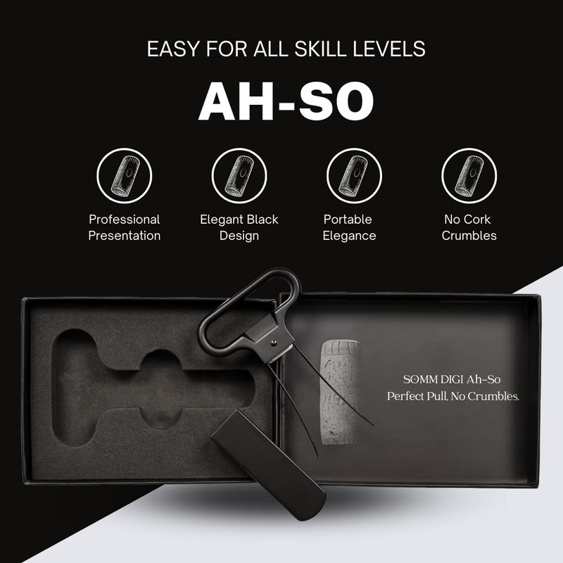 SOMM DIGI Sommelier Approved Ah-So Wine Opener with Corkscrew -