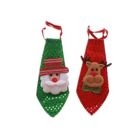 Toyvian Pack of 2 Christmas Ties Sequin Mini Tie Children's Tie Dog Cat Tie Christmas Tree Hanging Decoration, Multi-coloured.