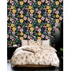 HAOKHOME Peel and Stick Floral Wallpaper Boho Black/Yellow/Fuchsia/Green Removable Wall