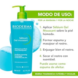 BIODERMA, Sébium Gel Moussant, Limpiador Facial Menos Imperfecciones, Skincare Piel Grasa, Suave y sin Resecar, 500ML