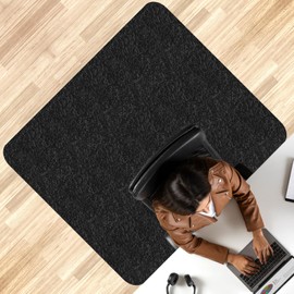 EUZLABBY Floor Protection Mat for Hard Floors, 5.5 mm Thick, Underlay Desk Chair, Office Chair Underlay, Scratch-Resistant, Anti-Slip, for Parquet, Office Chair, Tiles (Black, 105 x 120 cm)
