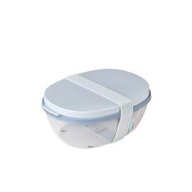 Mepal - Salatbox Ellipse - Salat-Lunchbox mit mehreren Fächern - Bento-Box für Salate unterwegs - Gesundes Mittagessen & Lifestyle - Plastik Meal Prep Box - 1300 ml + 600 ml - Nordic blue