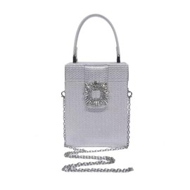 CORIOS Bolsa de Noche para Mujer Clutch con Lentejuelas Diamantes de Imitación Bolso de Fiesta Bolso de Boda Pequeña Bolso de Hombro Lujoso Bolsos Bandolera para Fiesta Banquete Boda Plata