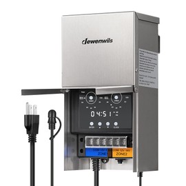 DEWENWILS 300W Low Voltage Landscape Transformer, Multi Zone, Outdoor Landscape Lighting Transformer with Photocell Sensor & Timer, 120V to 12V/14V, Weatherproof for Deck Light, Pool Light, ETL Listed